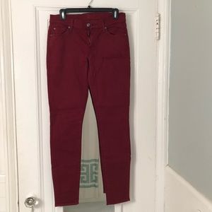 7 For All Mankind Maroon skinny jean size 29